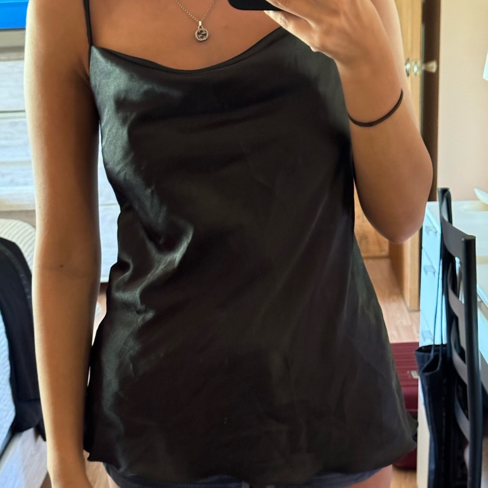 Annalee + Hope Black Satin Top